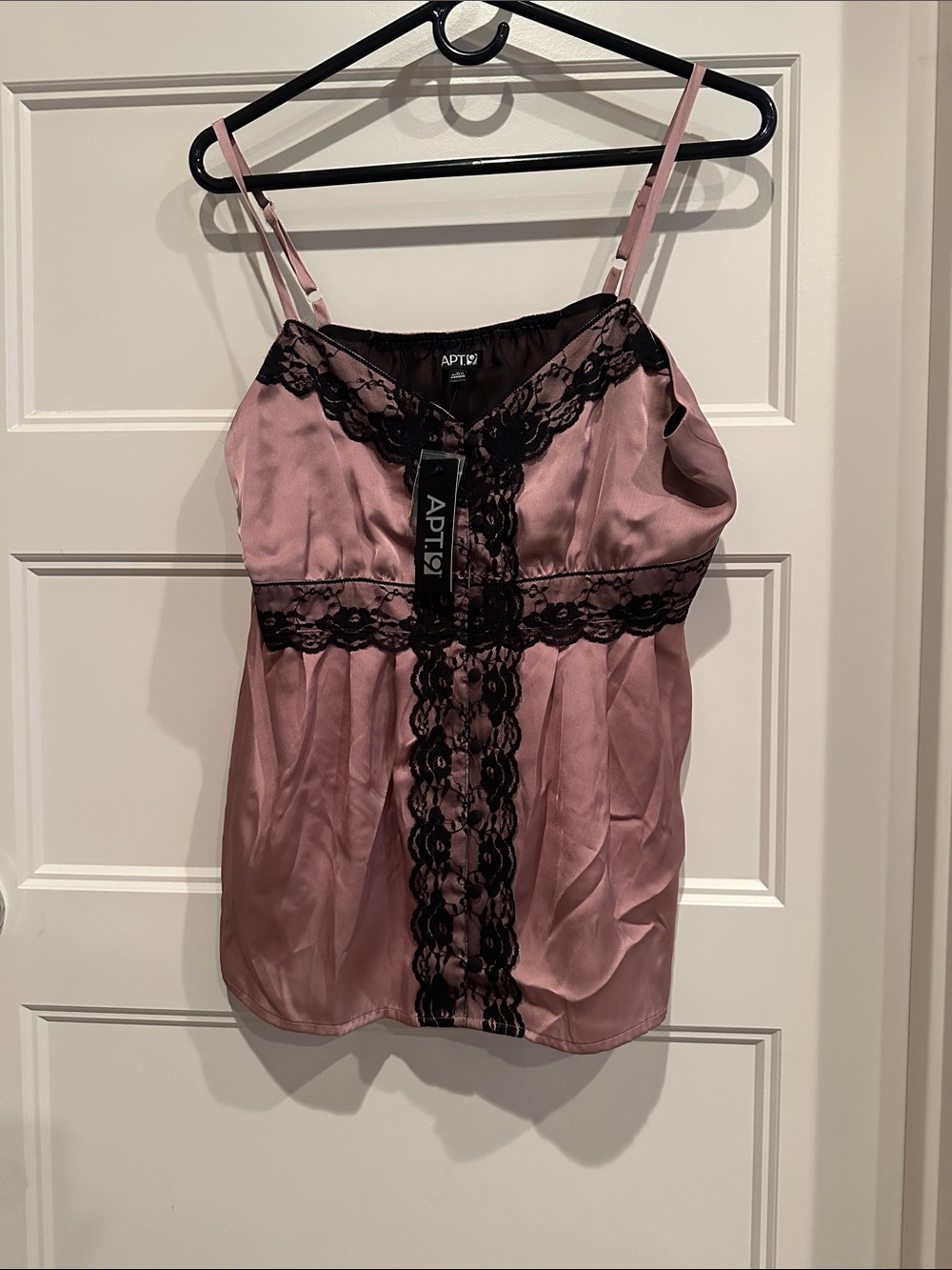 Apt. 9 Dusty Rose Satin Cami with Black Lace Trim